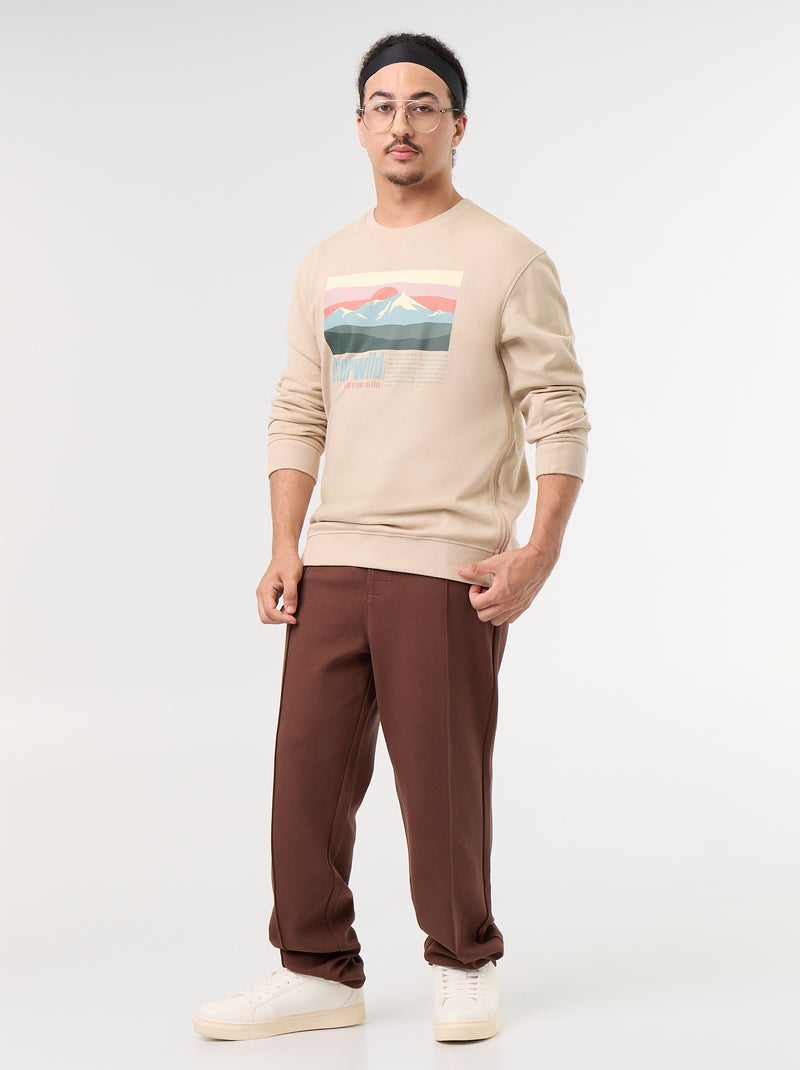 Molleton sweatshirt met print - gemakkelijk aan te trekken collectie Wit - Kiabi