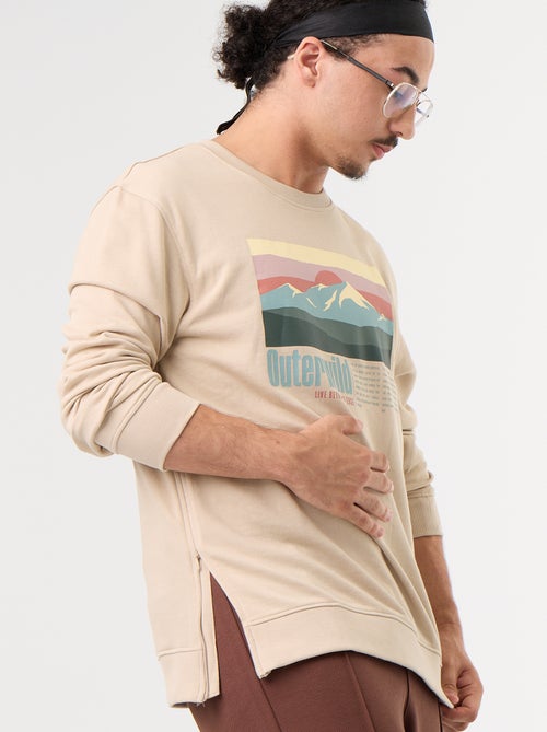 Molleton sweatshirt met print - gemakkelijk aan te trekken collectie - Kiabi Molleton sweatshirt met print - gemakkelijk aan te trekken collectie - Kiabi