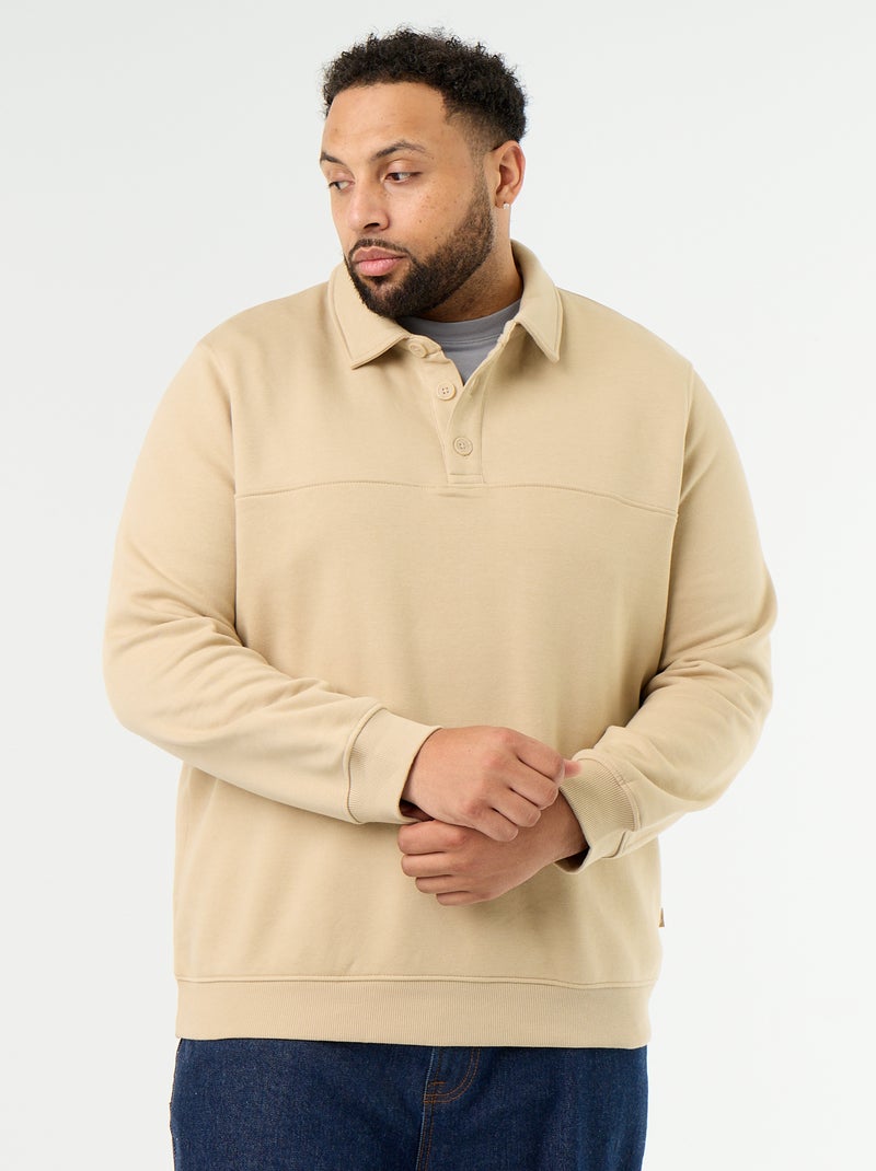 Molton sweater met polokraag Biege - Kiabi