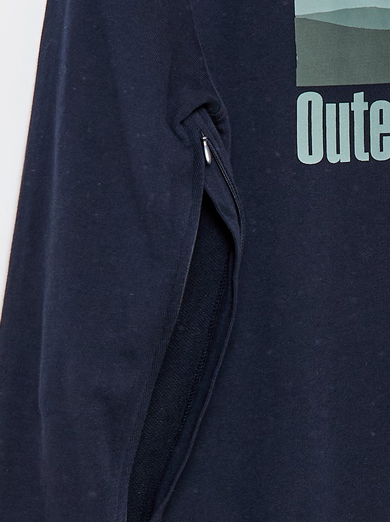 Molton sweater met print - Gemakkelijk aan te trekken Blauw - Kiabi