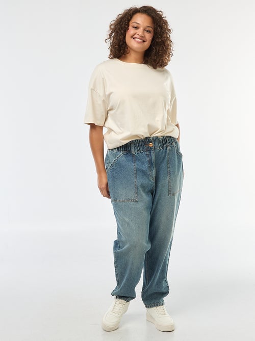 Mom-fit jeans met elastische tailleband - Kiabi