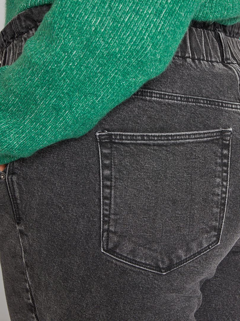 Dwingend Miles invoeren Mom-fit jeans met elastische tailleband - ZWART - Kiabi - 22.00€