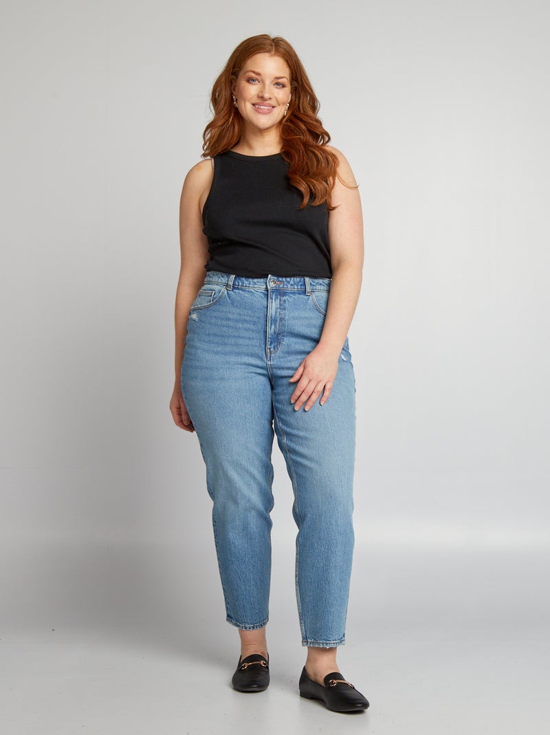 Mom-fit jeans met hoge taille BLAUW - Kiabi