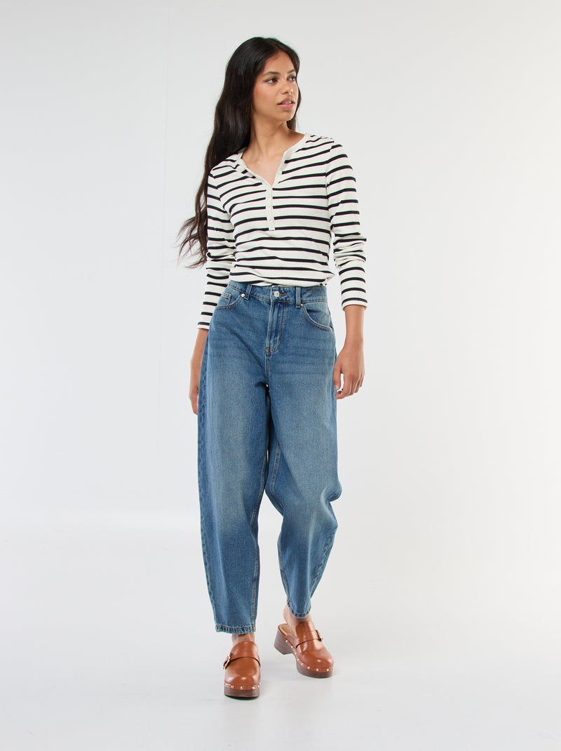 Mom-fit jeans met hoge taille Blauw - Kiabi