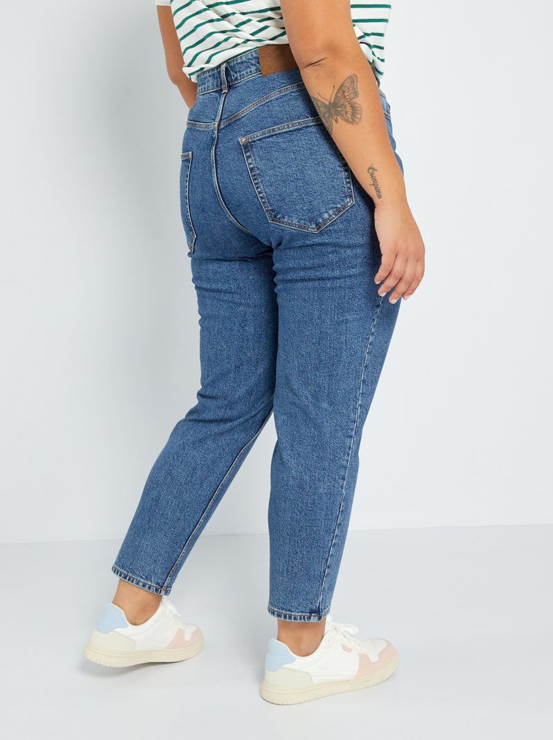 Mom-fit jeans met hoge taille en 5 zakken - L32 BLAUW - Kiabi