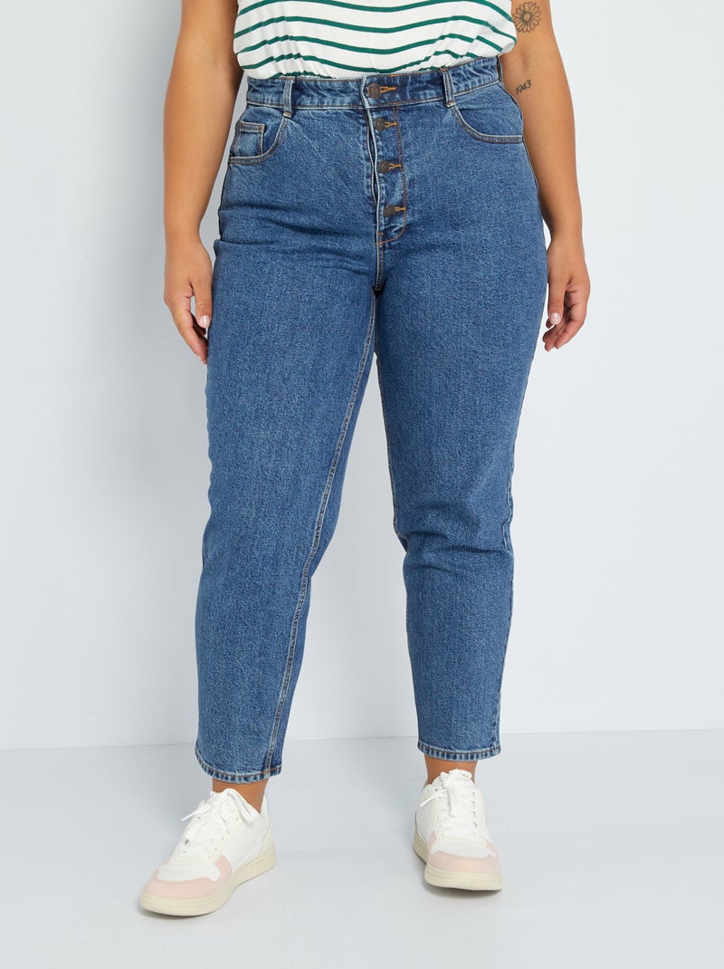 Mom-fit jeans met hoge taille en 5 zakken - L32 BLAUW - Kiabi
