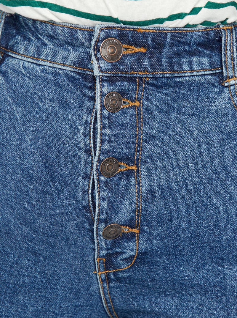 Mom-fit jeans met hoge taille en 5 zakken - L32 BLAUW - Kiabi