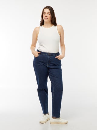 Mom-fit jeans met hoge taille en 5 zakken - L32