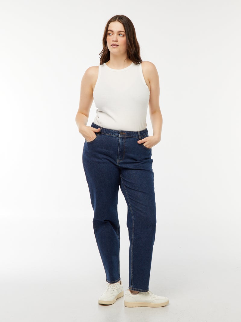 Mom-fit jeans met hoge taille en 5 zakken - L32 Blauw - Kiabi
