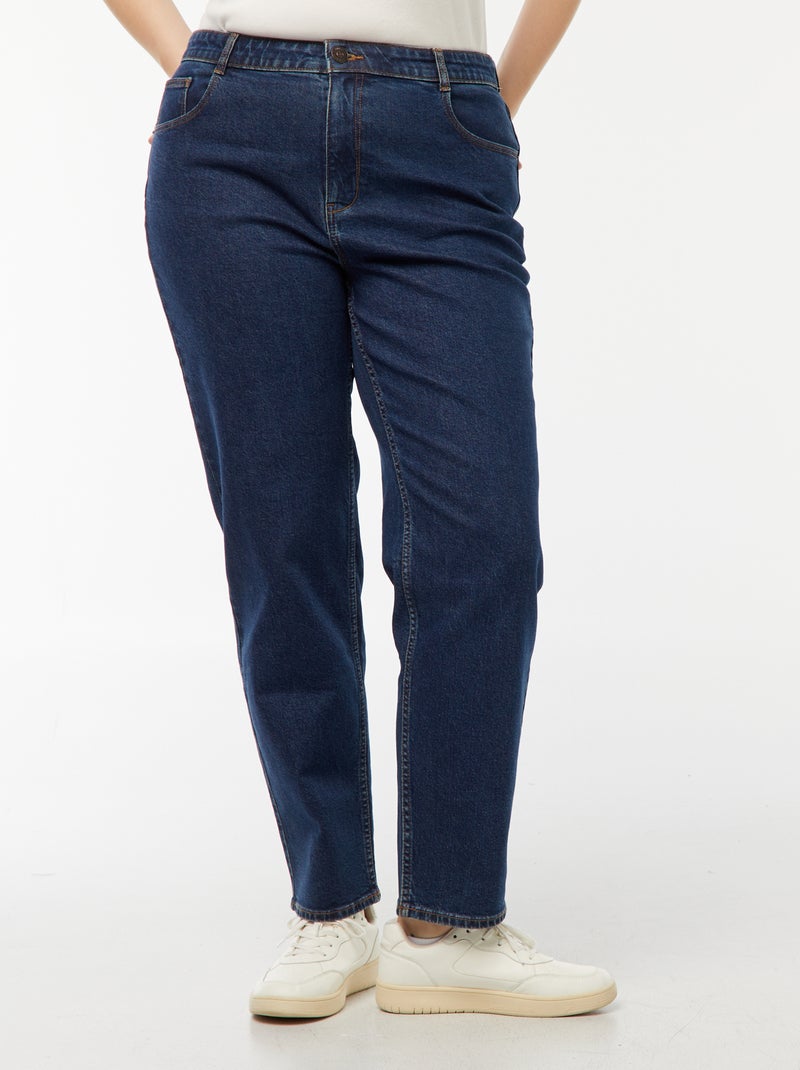 Mom-fit jeans met hoge taille en 5 zakken - L32 Blauw - Kiabi