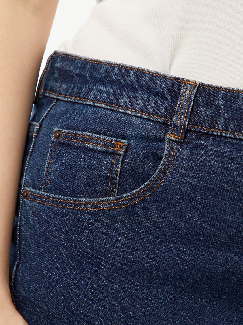 Mom-fit jeans met hoge taille en 5 zakken - L32 Blauw - Kiabi