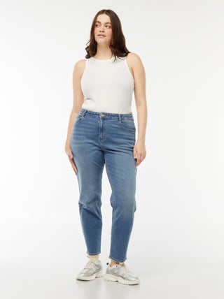 Mom-fit jeans met hoge taille en 5 zakken - L32