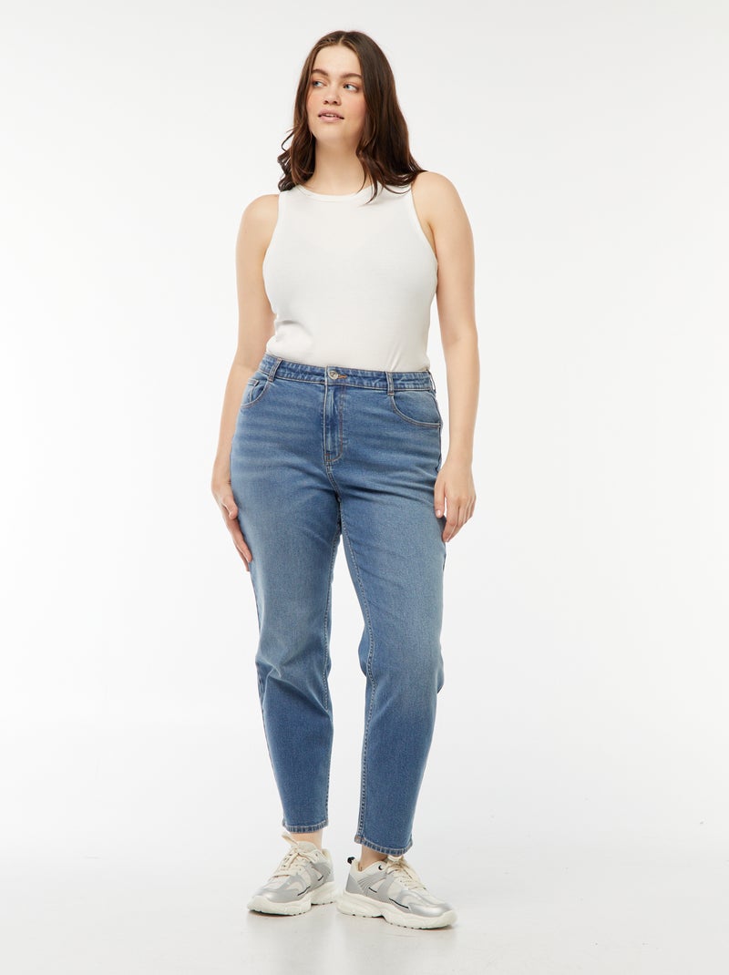 Mom-fit jeans met hoge taille en 5 zakken - L32 Blauw - Kiabi