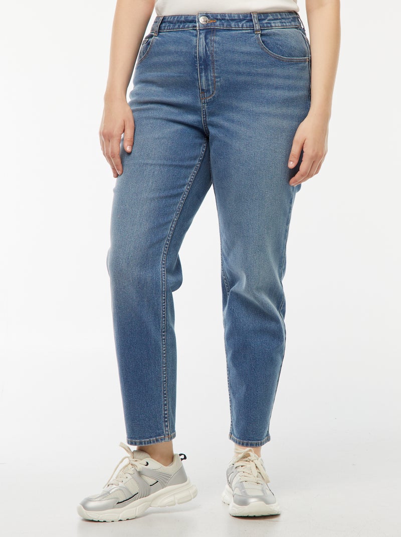 Mom-fit jeans met hoge taille en 5 zakken - L32 Blauw - Kiabi