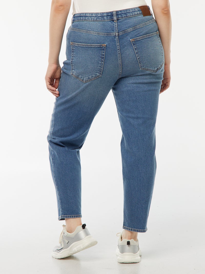 Mom-fit jeans met hoge taille en 5 zakken - L32 Blauw - Kiabi