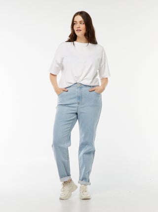 Mom-fit jeans met hoge taille en 5 zakken - L32