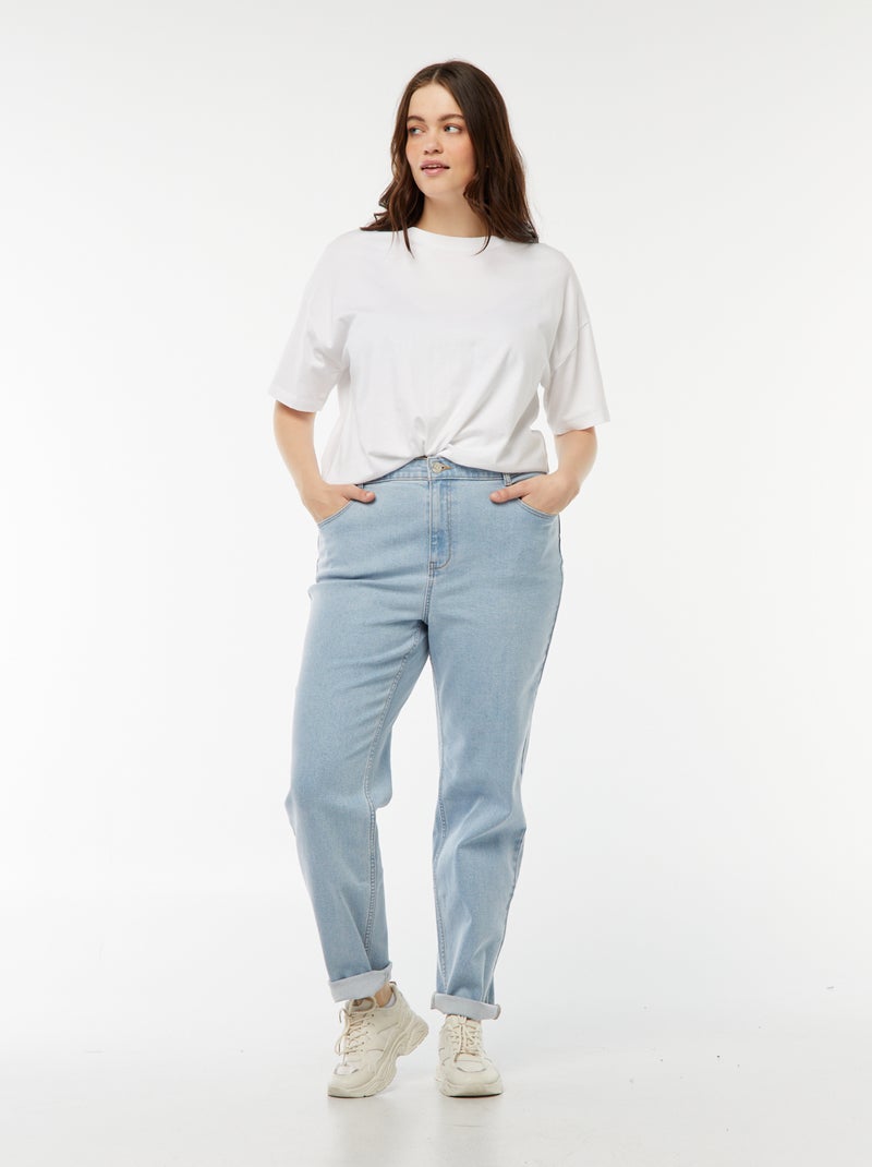 Mom-fit jeans met hoge taille en 5 zakken - L32 Blauw - Kiabi