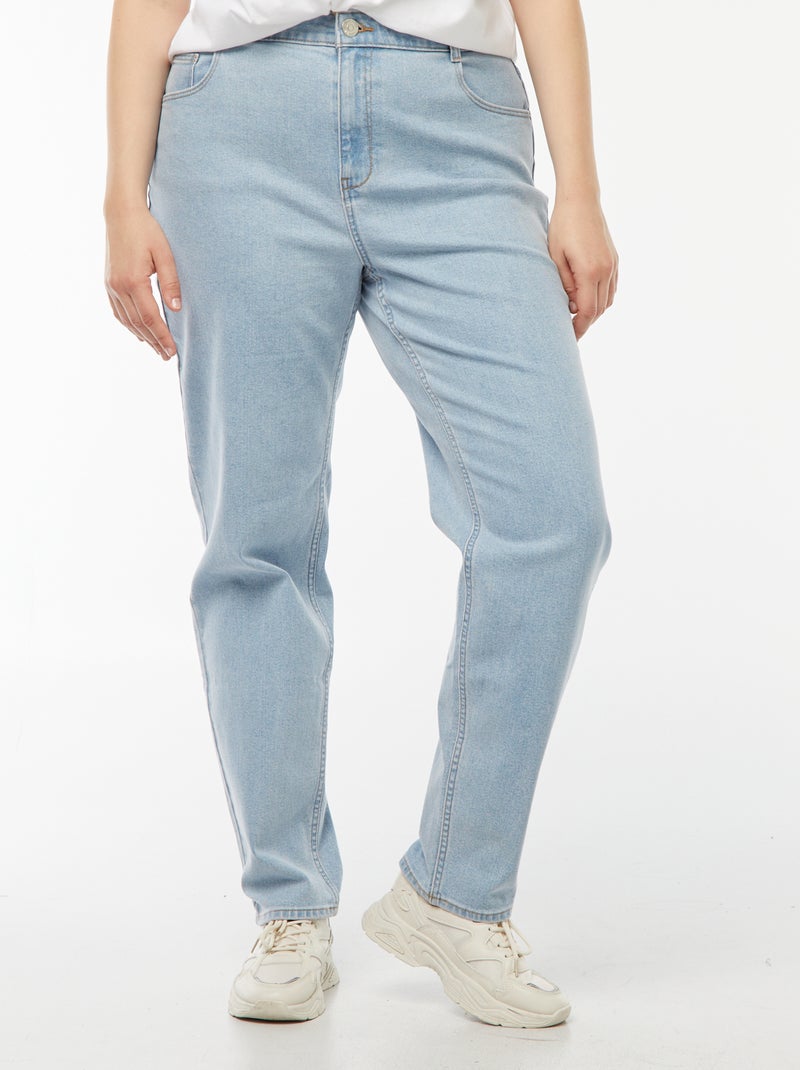Mom-fit jeans met hoge taille en 5 zakken - L32 Blauw - Kiabi