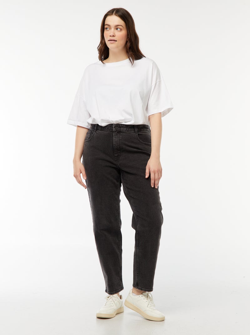 Mom-fit jeans met hoge taille en 5 zakken - L32 Zwart - Kiabi