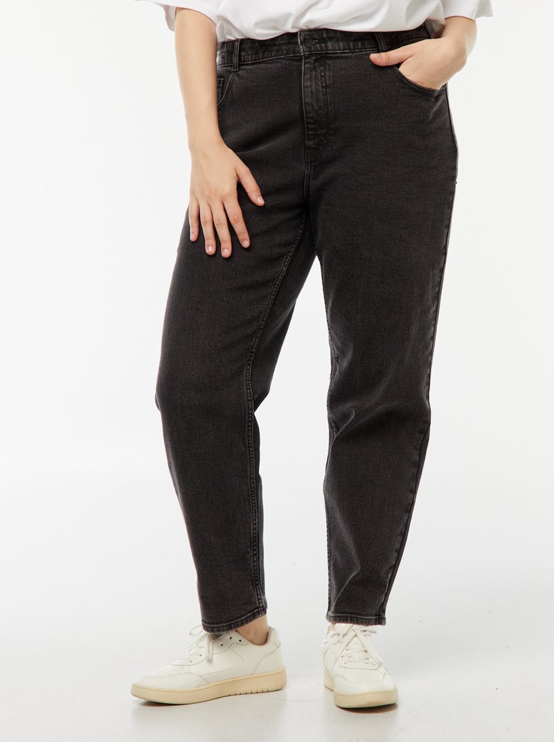 Mom-fit jeans met hoge taille en 5 zakken - L32 Zwart - Kiabi