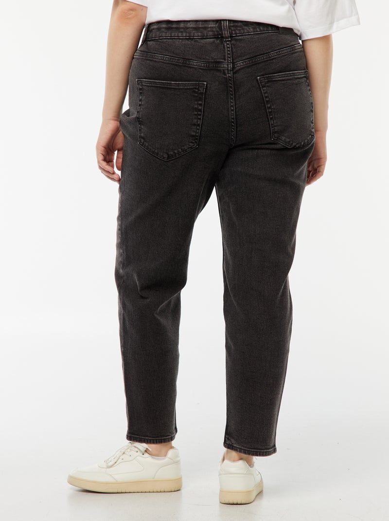 Mom-fit jeans met hoge taille en 5 zakken - L32 Zwart - Kiabi