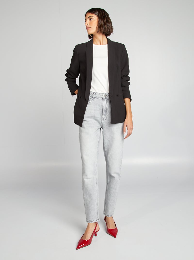 Mom-fit jeans met hoge taille GRIJS - Kiabi