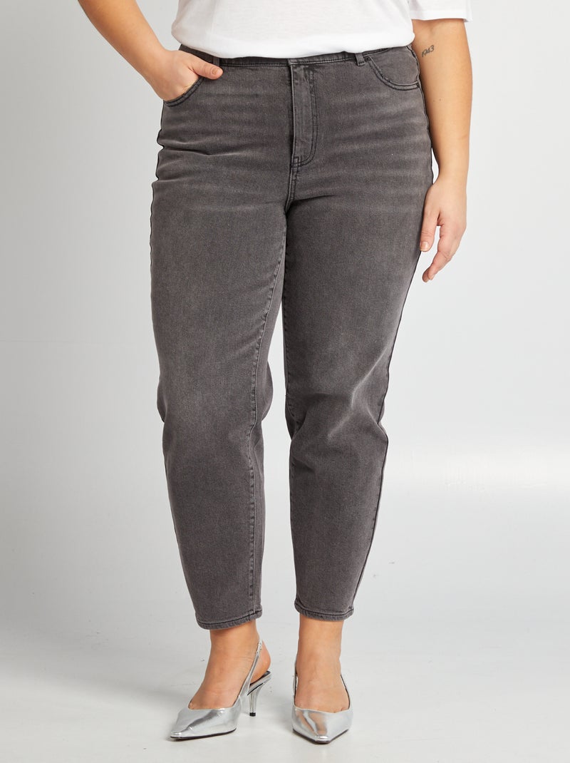 Mom-fit jeans met hoge taille GRIJS - Kiabi