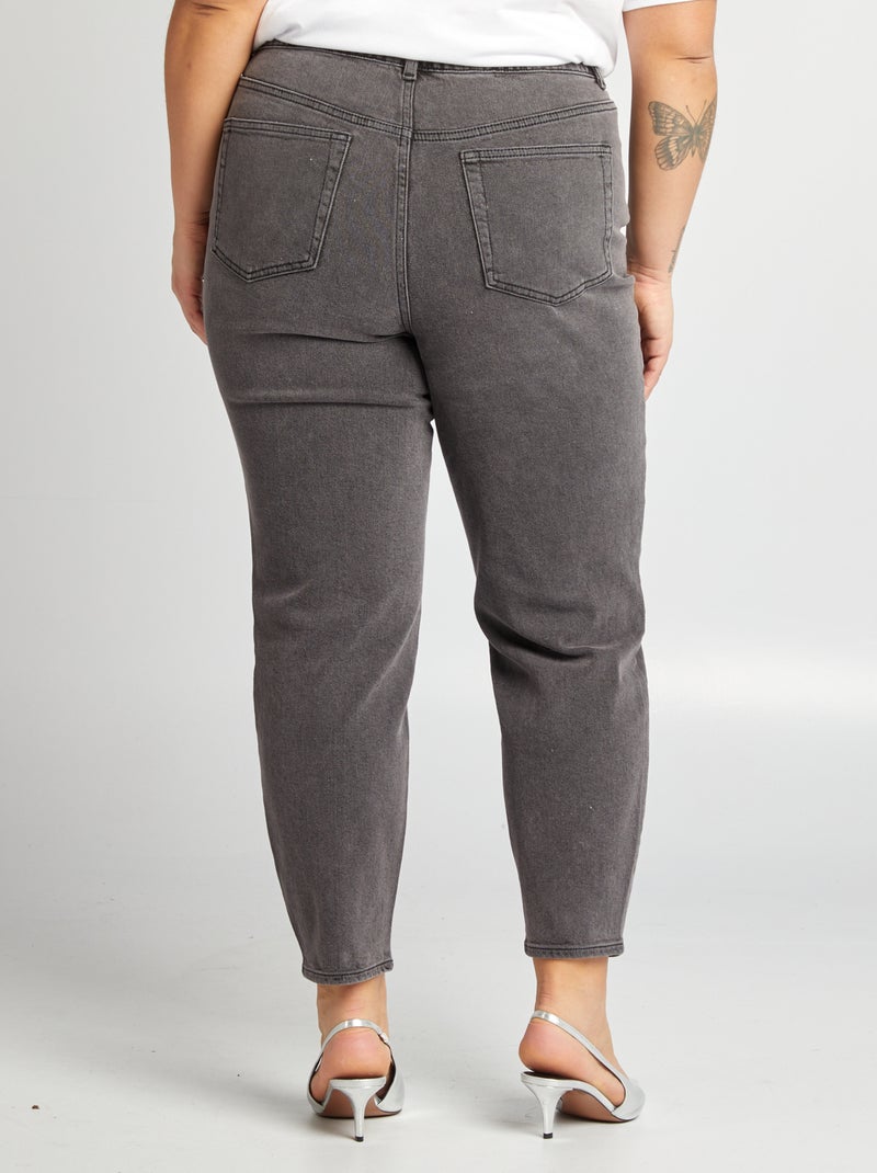 Mom-fit jeans met hoge taille GRIJS - Kiabi