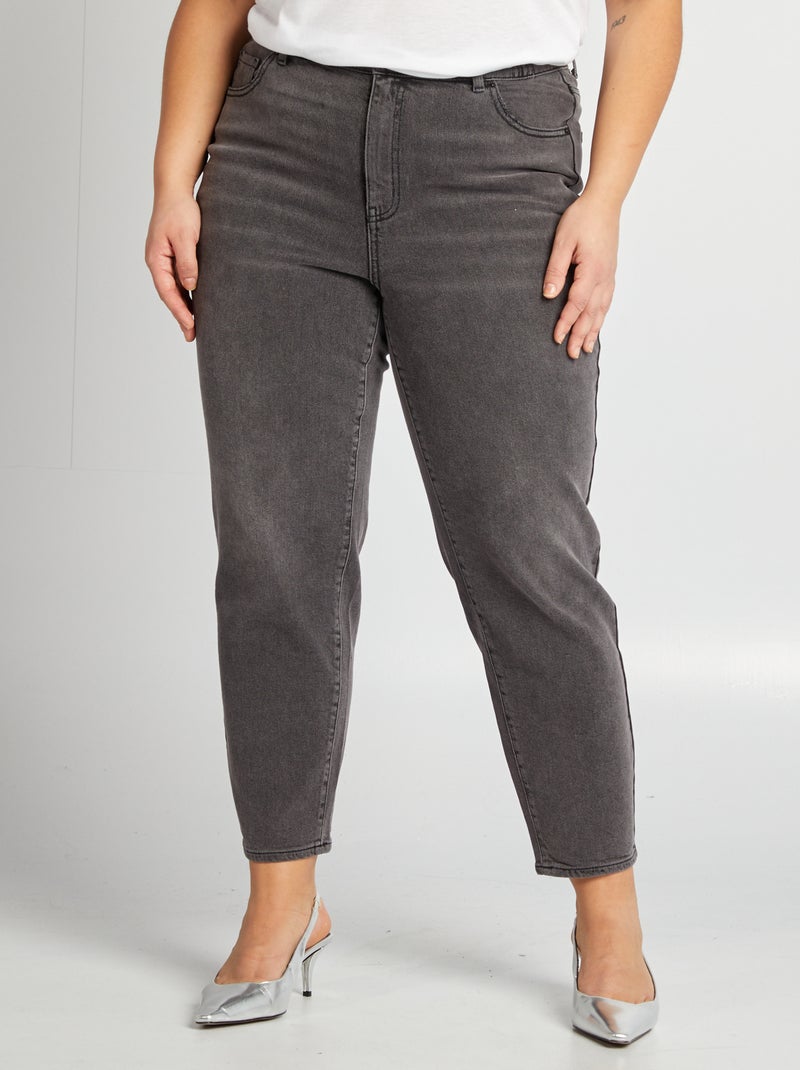 Mom-fit jeans met hoge taille GRIJS - Kiabi