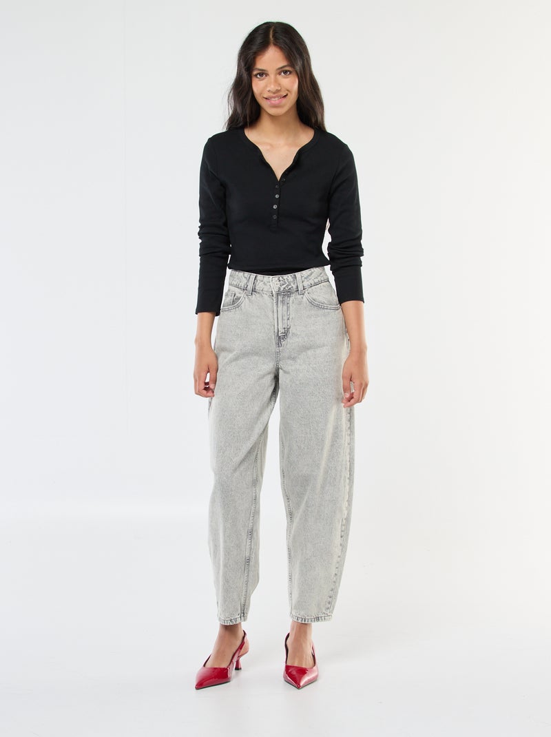 Mom-fit jeans met hoge taille Grijs - Kiabi