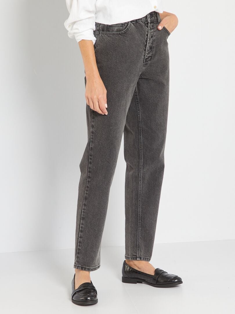 Mom-fit jeans met hoge taille L30 GRIJS - Kiabi