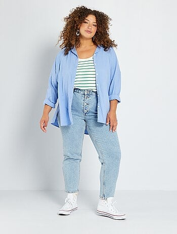 Mom-fit jeans met hoge taille (L34) - 5 zakken - Kiabi