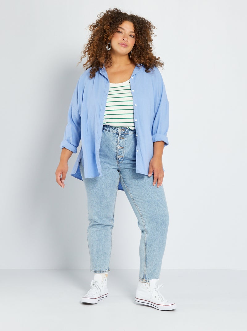 Mom-fit jeans met hoge taille (L34) - 5 zakken BLAUW - Kiabi