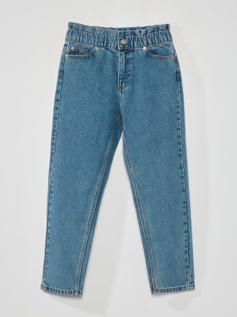 Mom-fit jeans met paperbagtaille - 5 zakken BLAUW - Kiabi