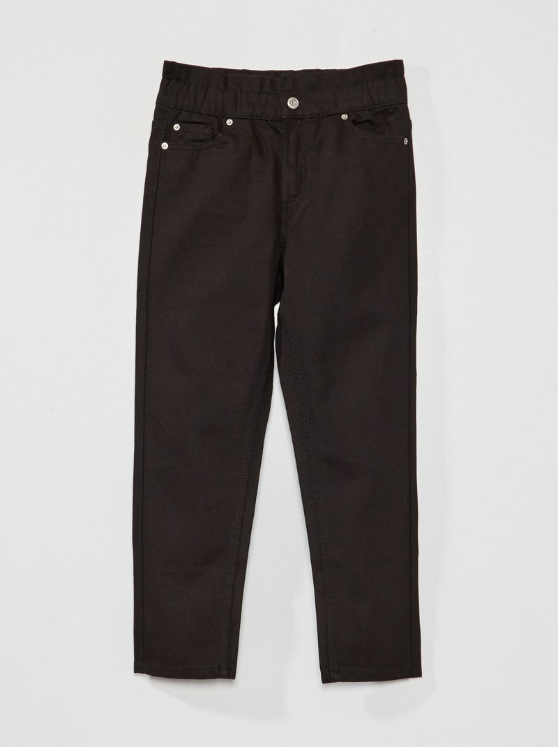 Mom-fit jeans met paperbagtaille - 5 zakken ZWART - Kiabi