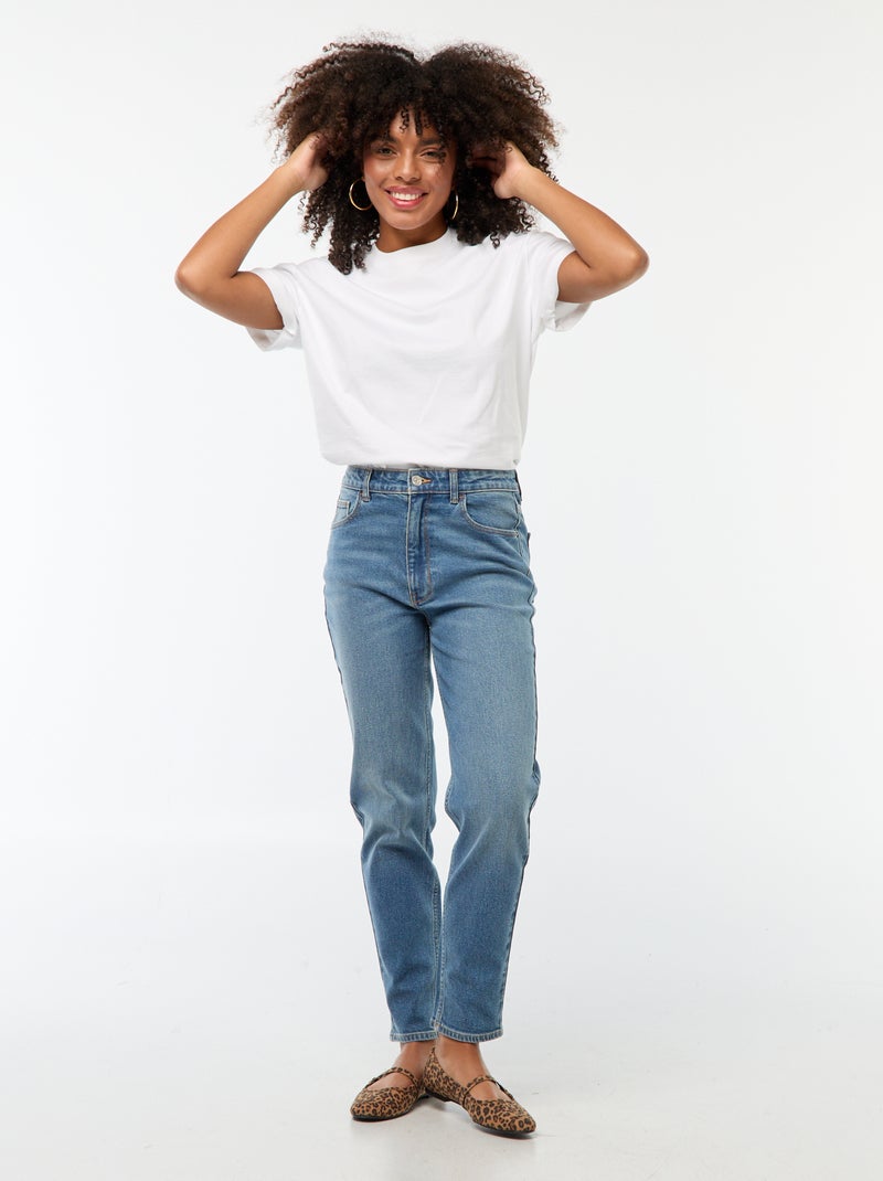 Mom-fit jeans met vijf zakken L34 Blauw - Kiabi