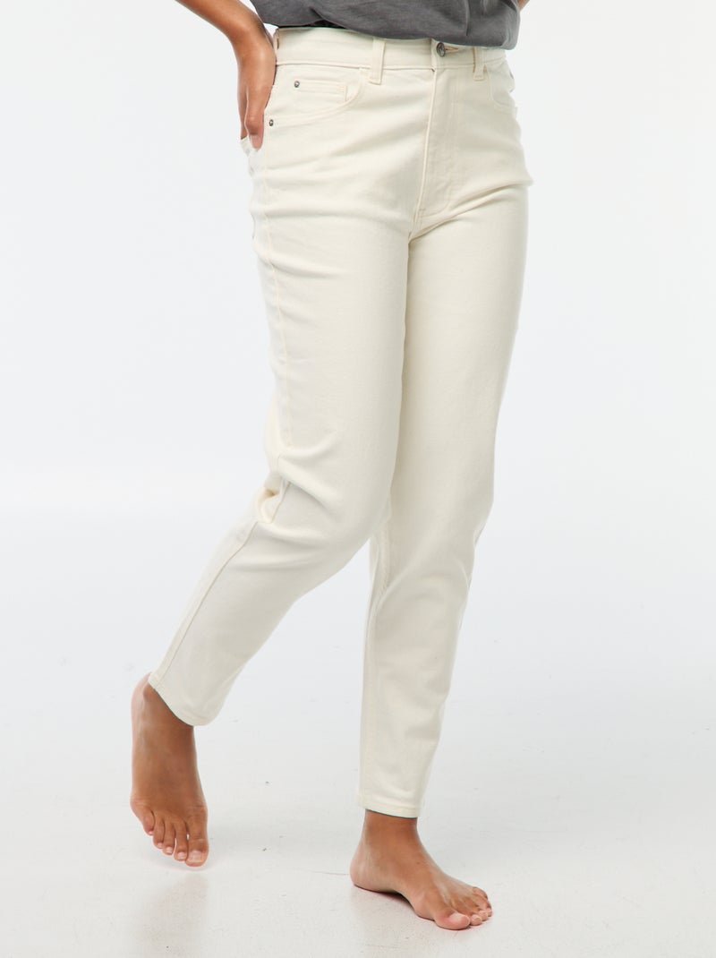 Mom-fit jeans met vijf zakken L34 Wit - Kiabi