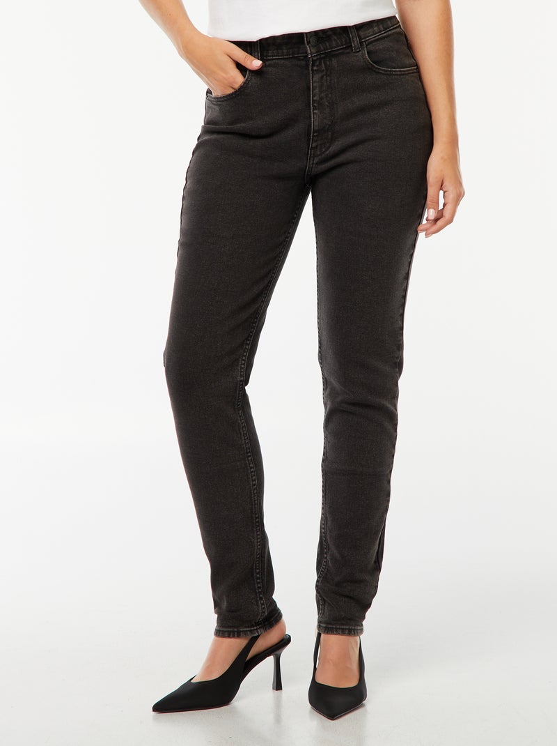 Mom-fit jeans met vijf zakken L34 Zwart - Kiabi