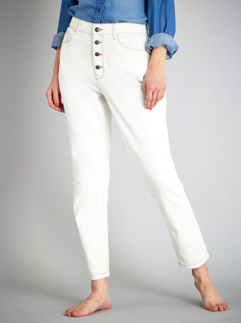 Mom-fit jeans met zeer hoge taille - L30 WIT - Kiabi