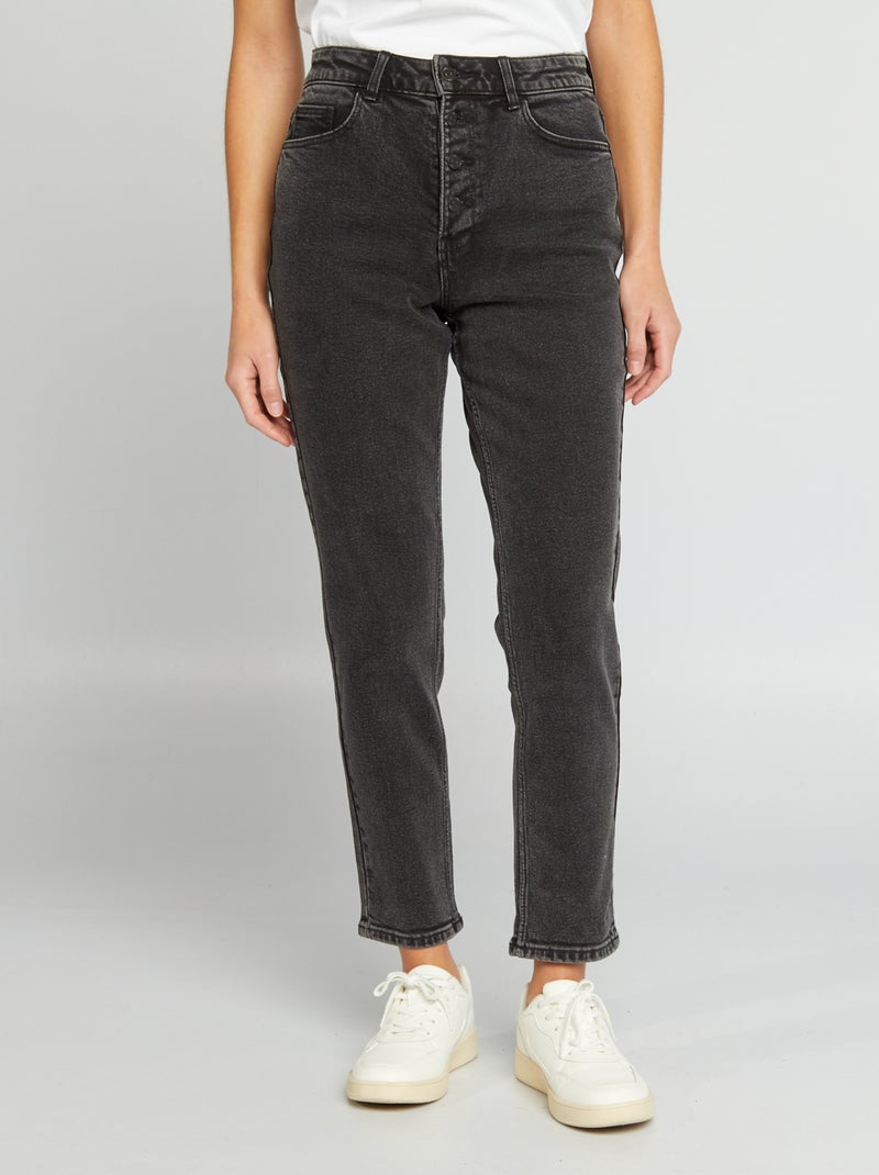 Mom-fit jeans met zeer hoge taille - L30 ZWART - Kiabi