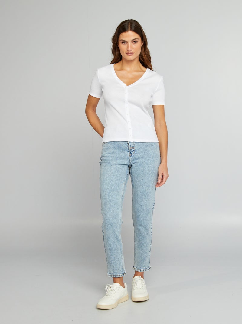 Mom-fit jeans met zeer hoge taille - L32 BLAUW - Kiabi