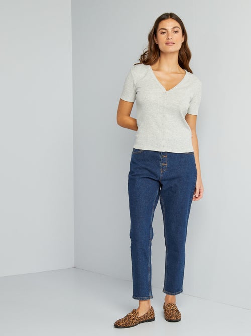 Mom-fit jeans met zeer hoge taille - L34 - Kiabi