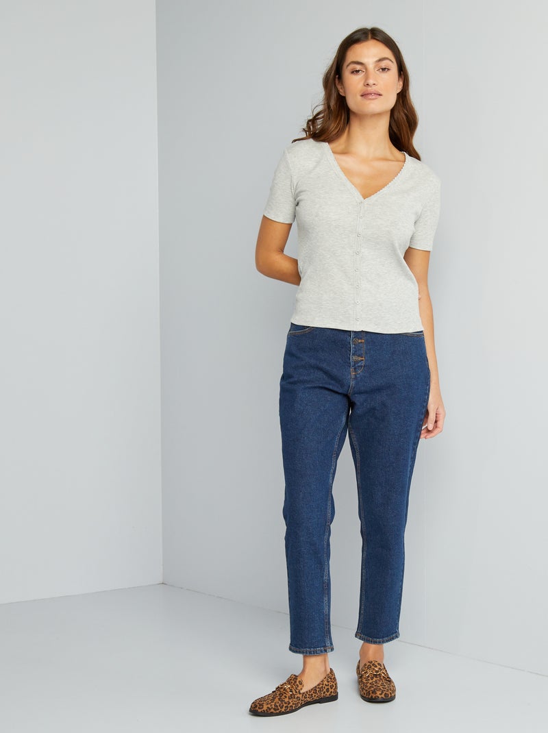 Mom-fit jeans met zeer hoge taille - L34 BLAUW - Kiabi