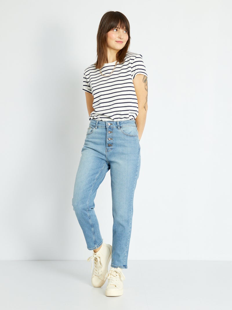 Mom-fit jeans met zeer hoge taille - L34 BLAUW - Kiabi