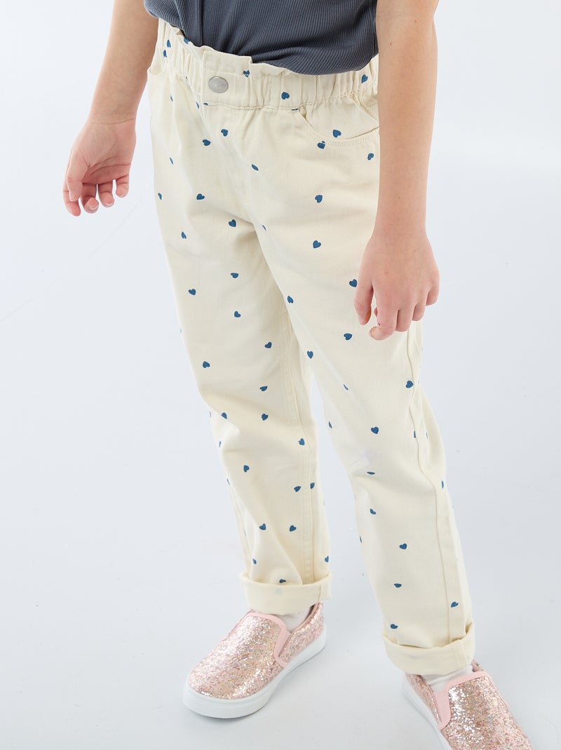 Mom-fit spijkerbroek met motiefje Wit - Kiabi