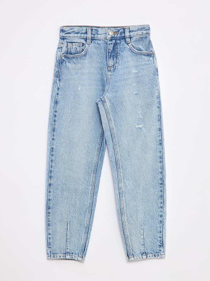 Mom-fit spijkerbroek met scheurtjes Blauw - Kiabi