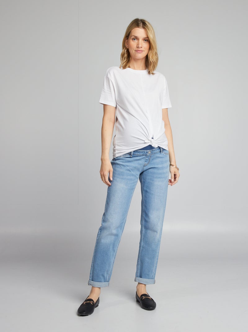 Mom-fit zwangerschapsjeans met scheurtjes BLAUW - Kiabi