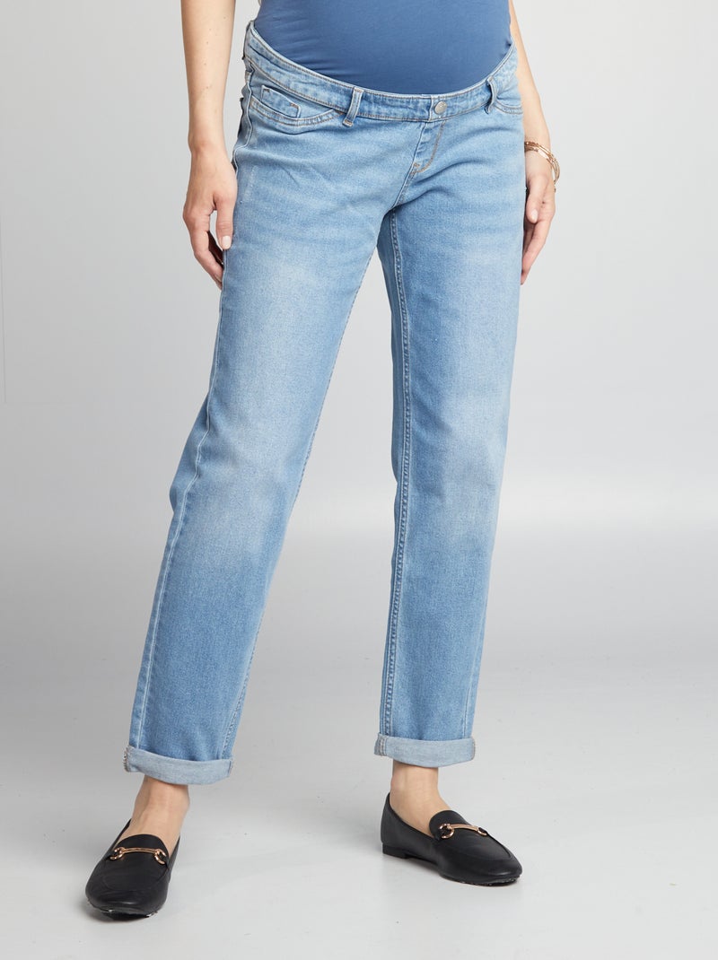 Mom-fit zwangerschapsjeans met scheurtjes BLAUW - Kiabi