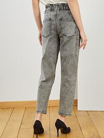 Mom-jeans met elastische tailleband - Kiabi