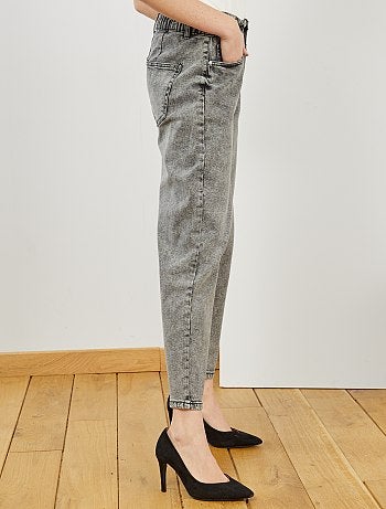 Mom-jeans met elastische tailleband - Kiabi
